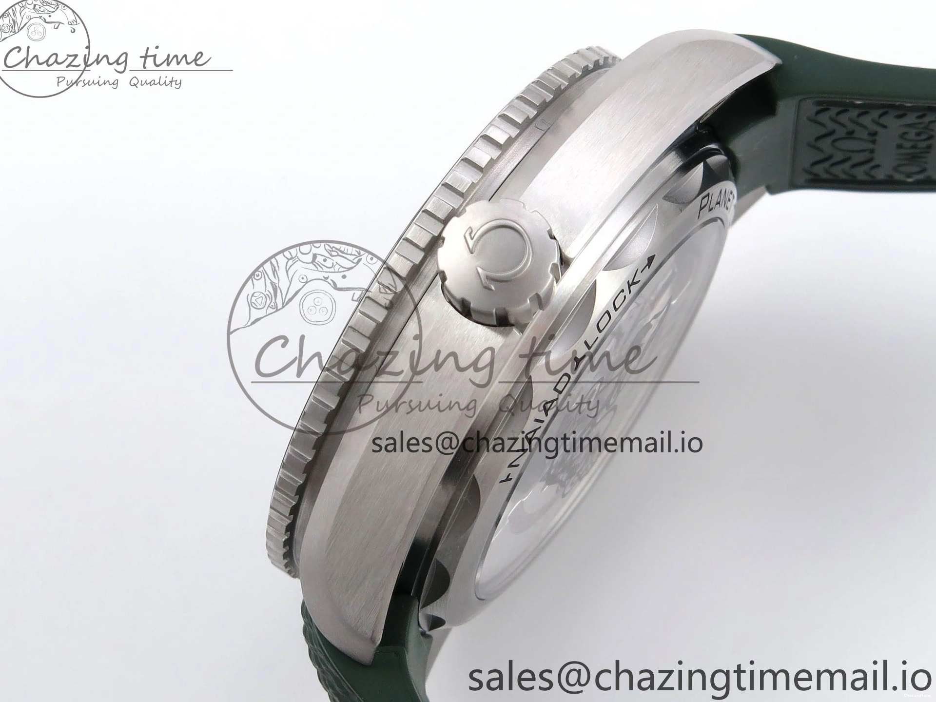 0513 Planet Ocean 43.5mm SS VSF 1:1 Best Edition Green Bezel White Dial on Green Rubber Strap A8900 Super Clone Unisex 7713